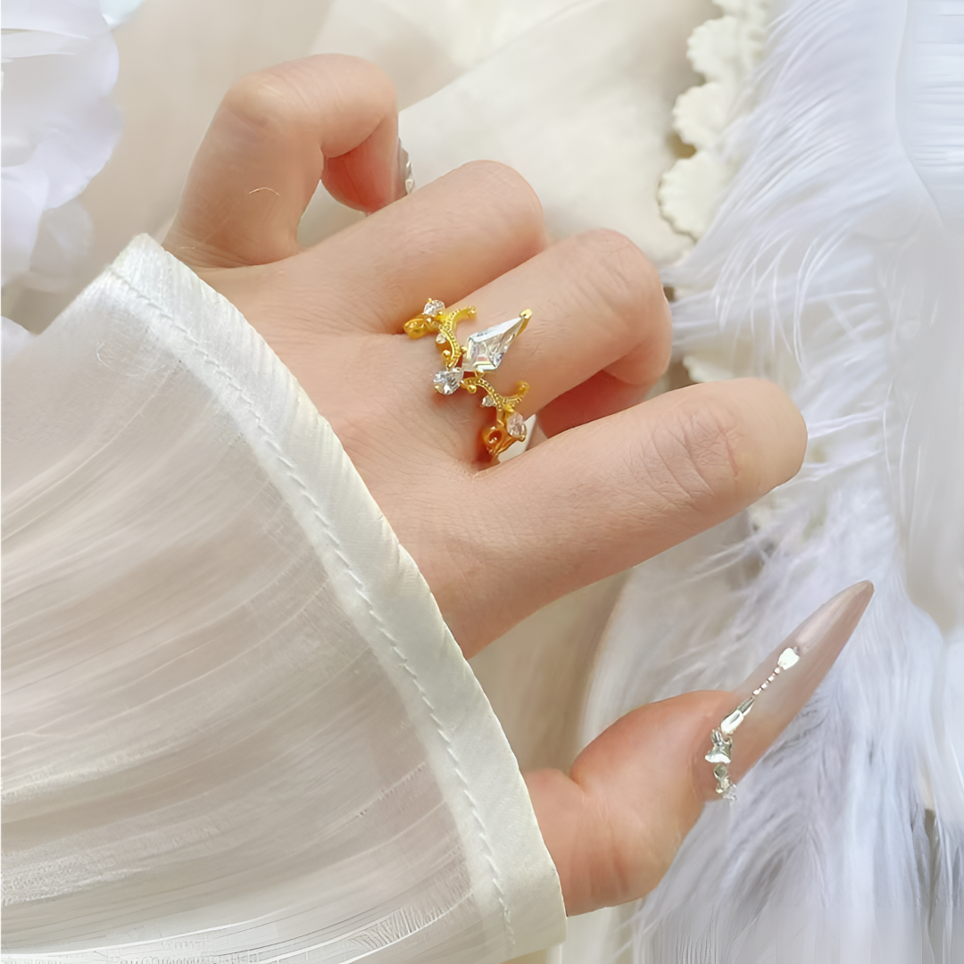 【今玉福】足金999辛德瑞拉眼泪戒指可调节轻奢时尚女士精致E