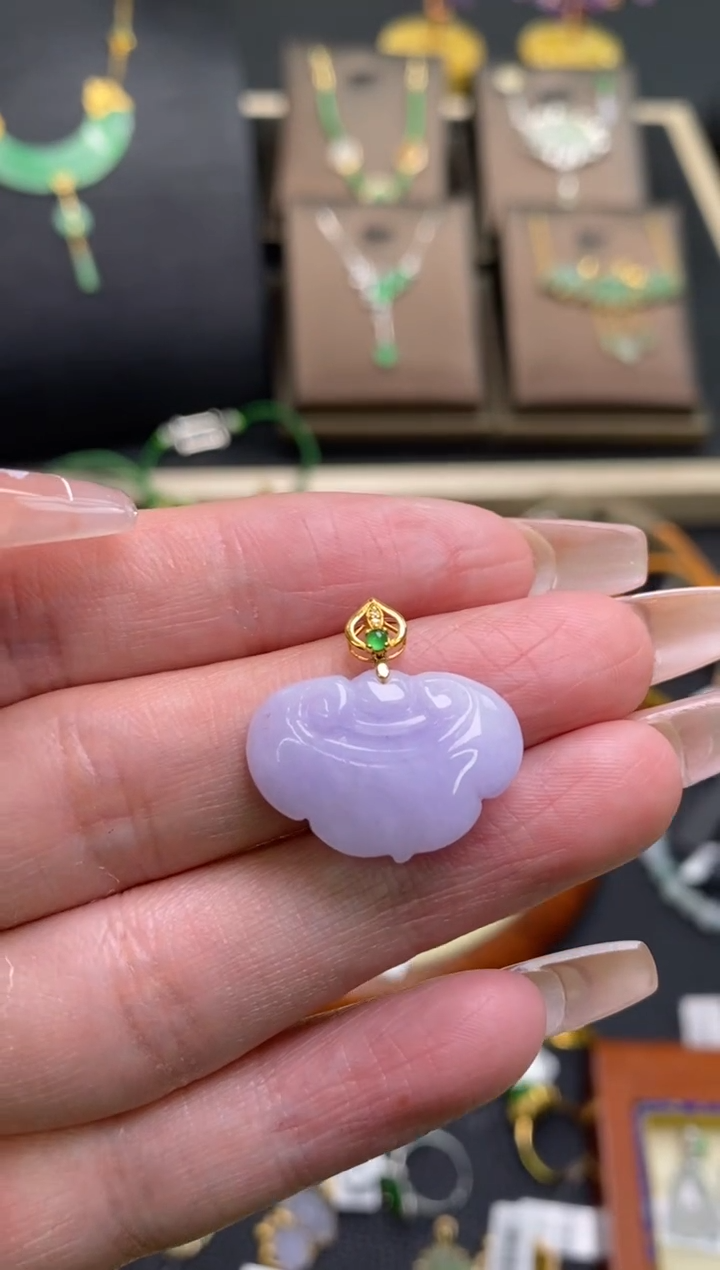 【闪购商品】翡翠颈饰18K金镶嵌净货13315