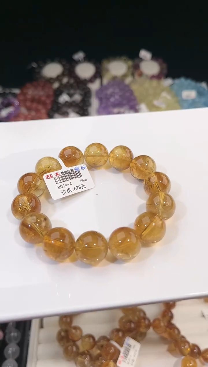 【闪购商品】水晶手链未镶嵌多样性发一黄阿赛15mm