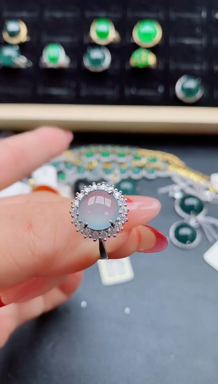 【闪购商品】翡翠戒指银S925镶嵌080505
