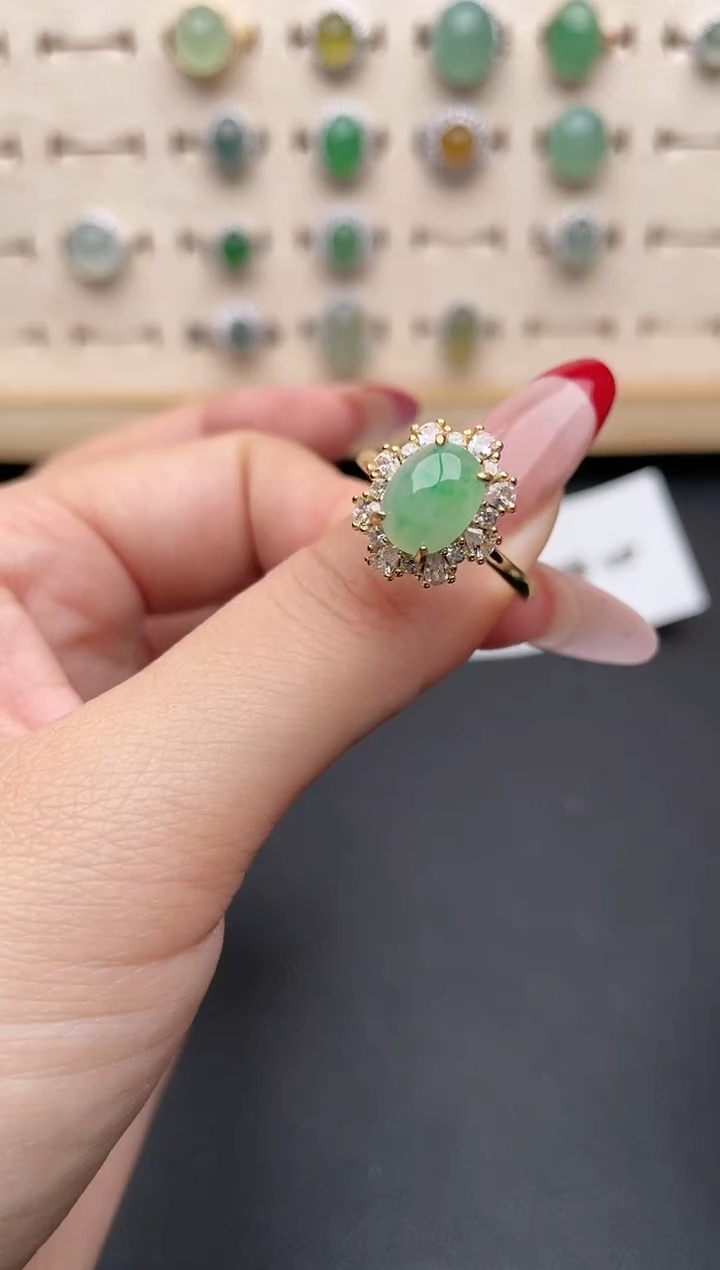 【闪购商品】翡翠戒指银S925镶嵌一物一证一礼盒