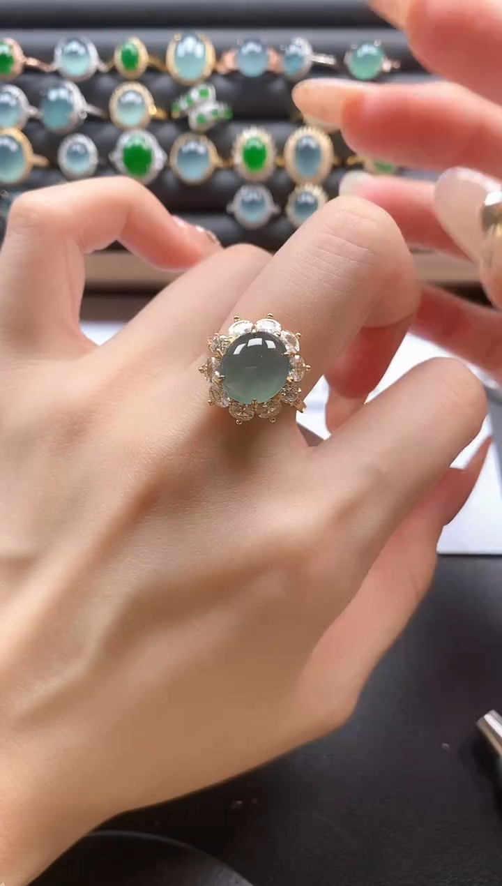 银S925镶嵌戒指翡翠51151