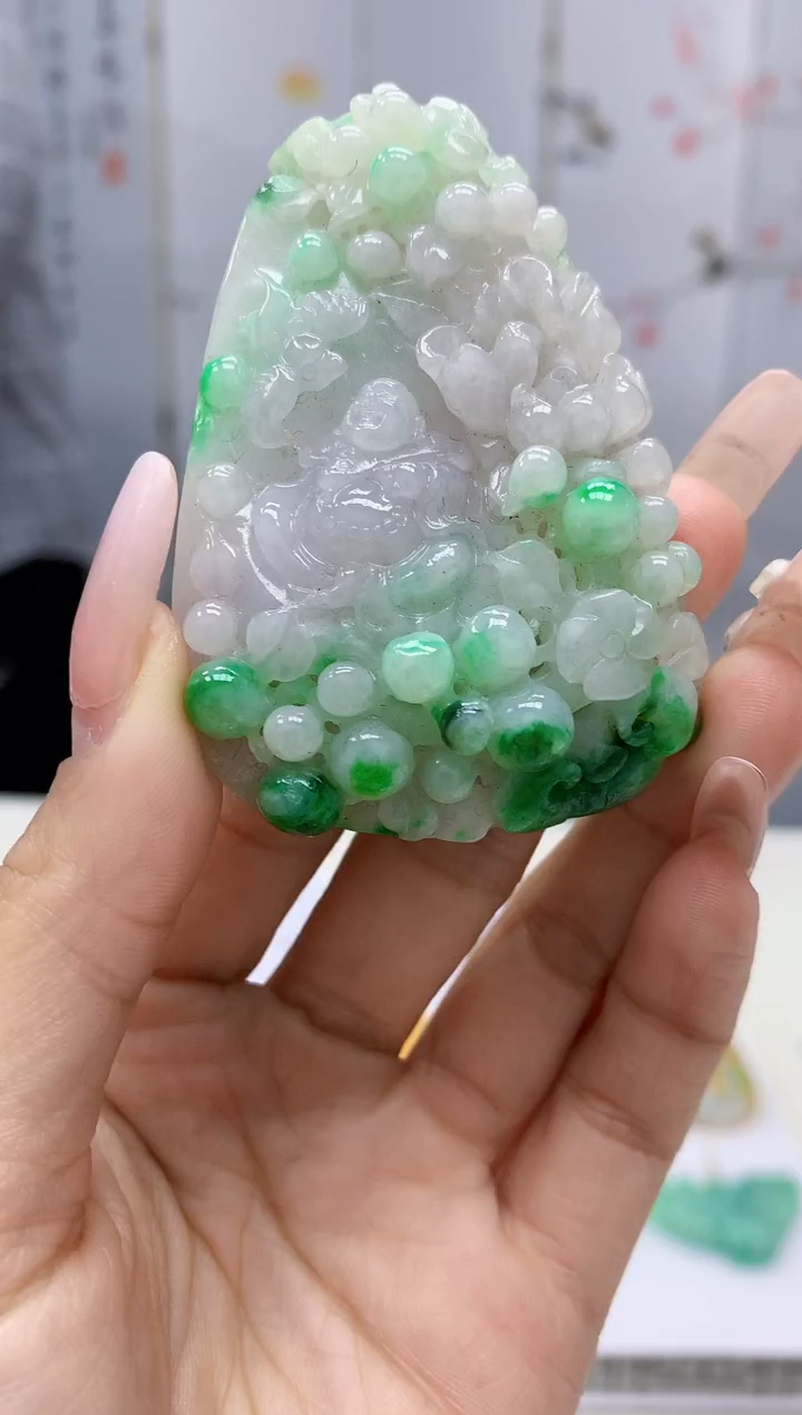 【闪购商品】定制翡翠未镶嵌5153lr-毛货挂件佛28