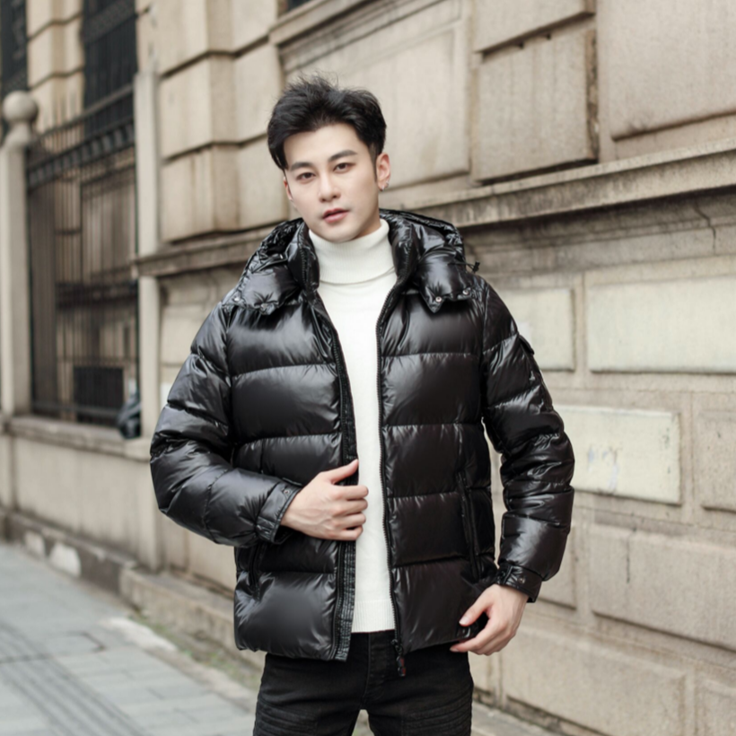 【男女同款】冬季短款羽绒服纯色厚可拆帽修身通勤加厚保暖冬季2324