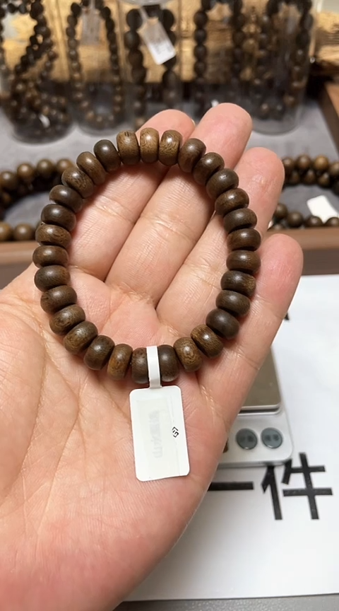 【闪购商品】沉香手串柬埔寨金丝菩萨棋沉香1.0沉水级算盘珠