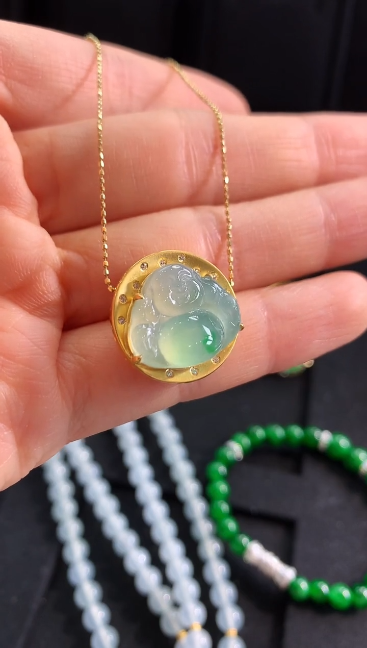 【闪购商品】翡翠吊坠(不含链)18K金镶嵌吊坠