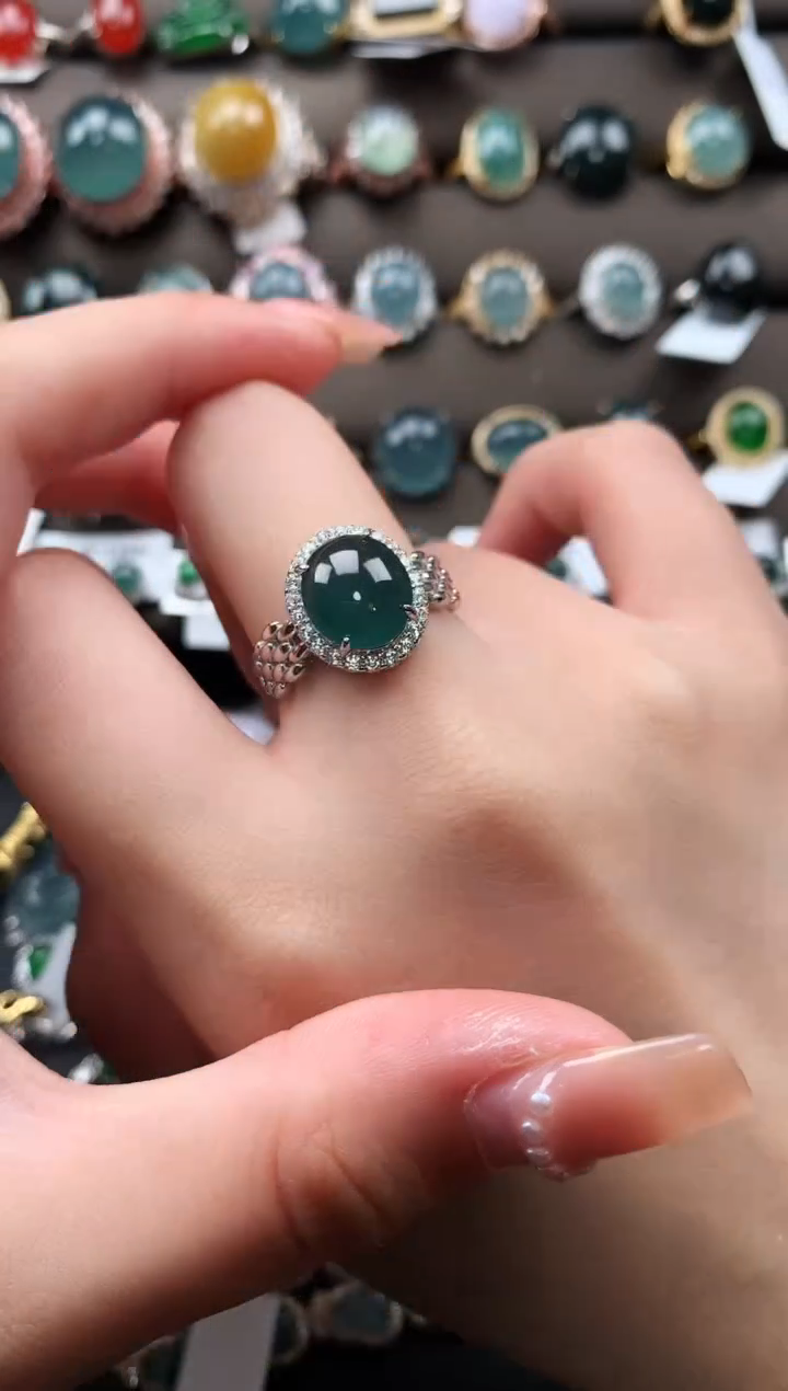 【闪购商品】翡翠戒指银S925镶嵌521414