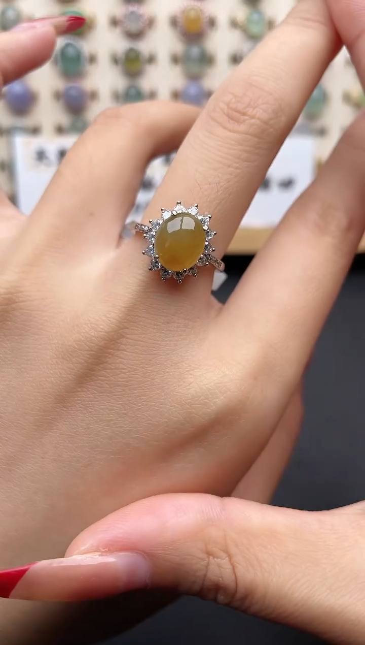 【闪购商品】翡翠戒指银S925镶嵌一物一证一礼盒