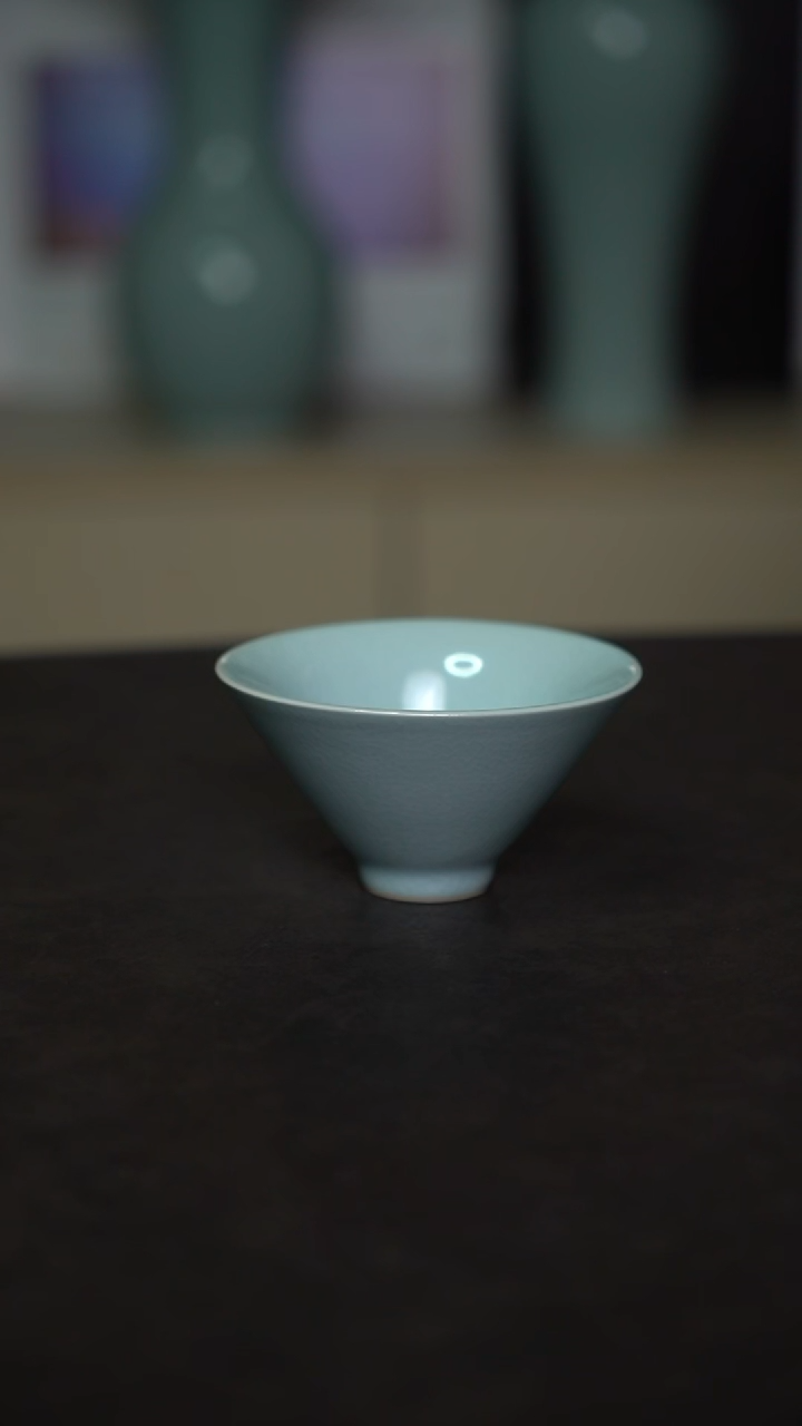 杯子瓷粉青釉斗笠杯100毫升