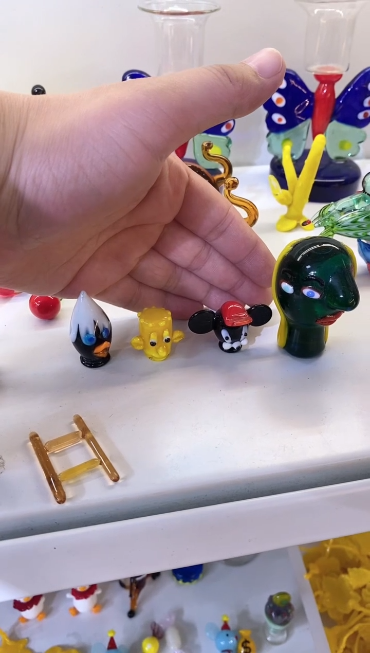 琉璃手工艺品4个人头摆件