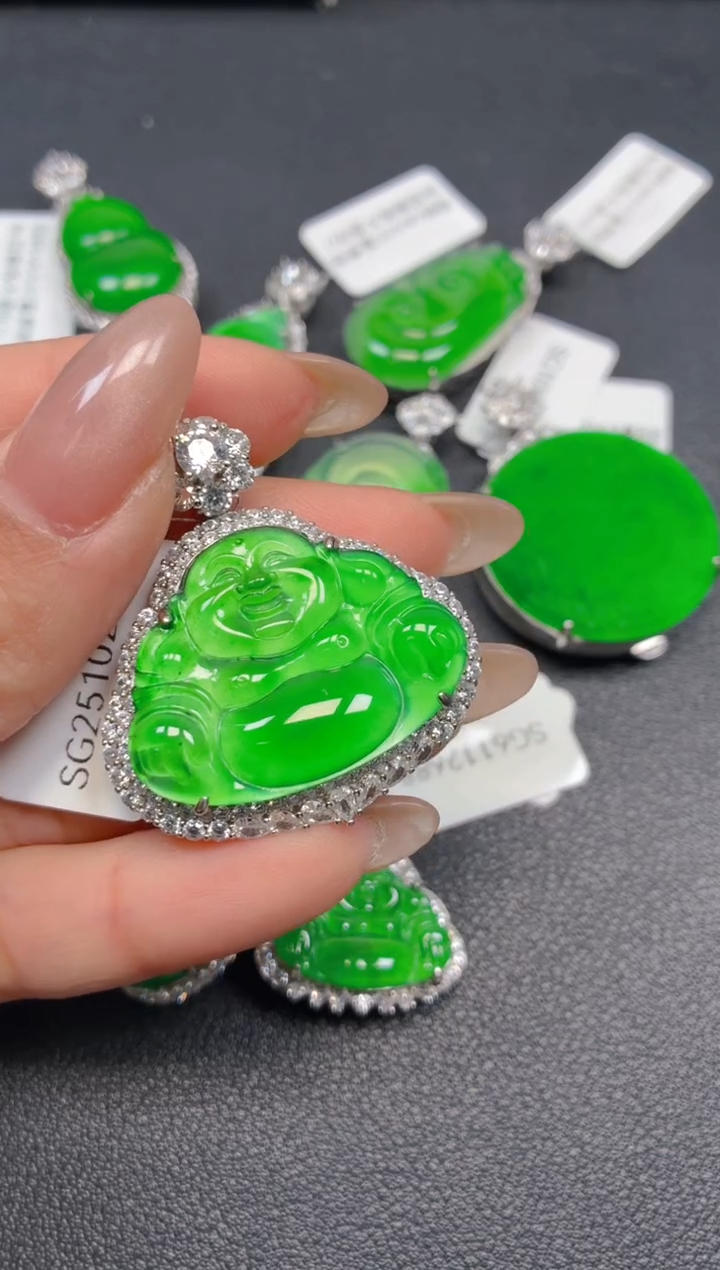 银S925镶嵌挂件翡翠2580