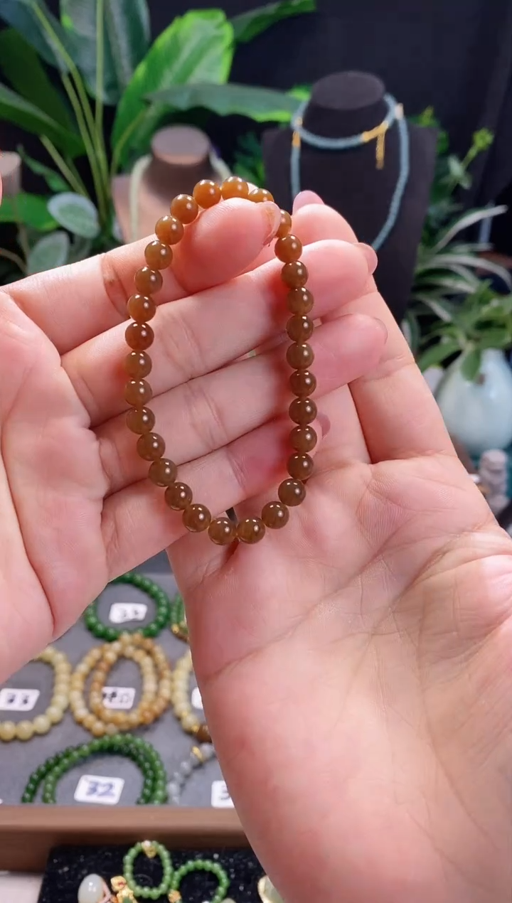 【闪购商品】和田玉（糖玉）手链未镶嵌精品6m新疆且末糖玉手串