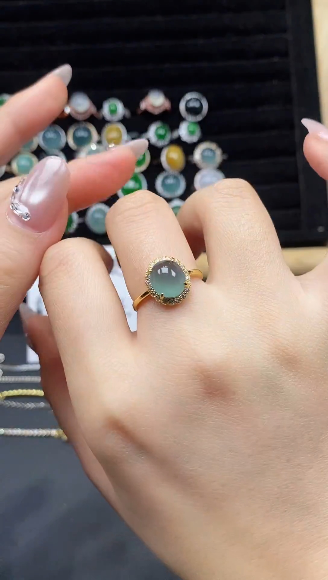 银S925镶嵌戒指翡翠111