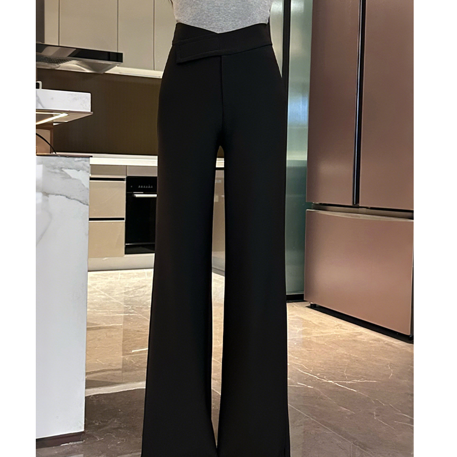 黑色气质高腰显瘦垂感直筒裤女高级感宽松遮胯百搭休闲阔腿裤