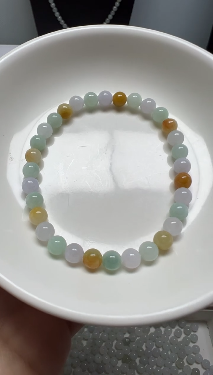 散珠翡翠纯天然缅甸A货翡翠卡5.8，30颗