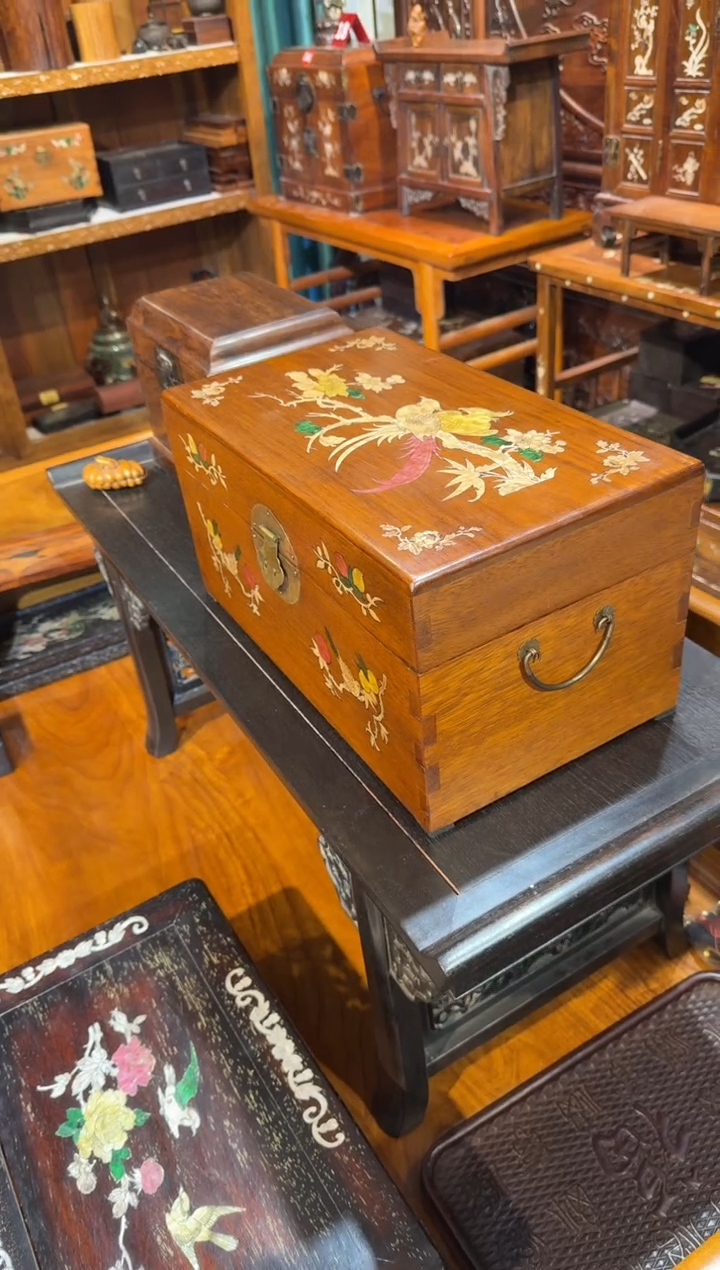 木黄花梨40长尾鸟翻盖箱428.8888