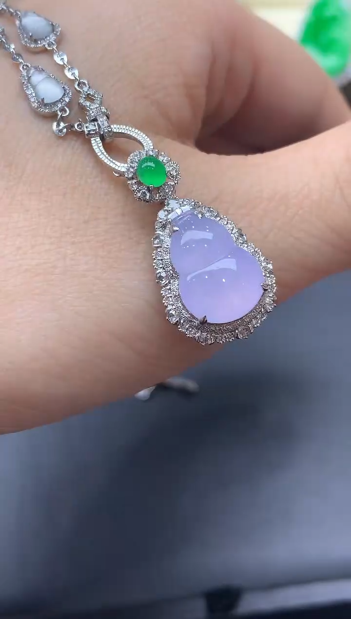 颈饰18K金镶嵌翡翠727-中国好珍宝