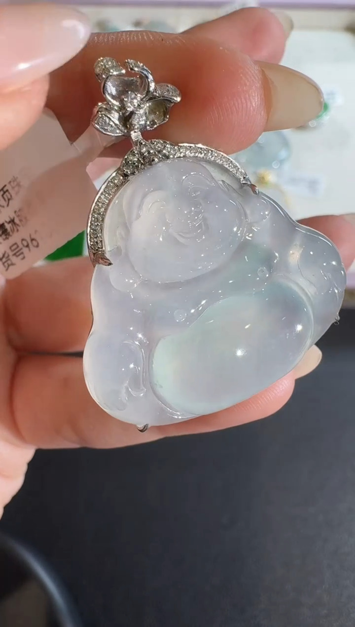 【闪购商品】翡翠吊坠(不含链)18K金镶嵌【源头工厂】钻石镶嵌