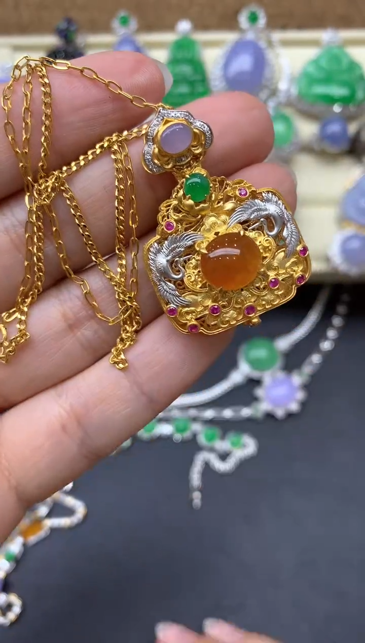 【闪购商品】翡翠颈饰18K金镶嵌660-中国好珍宝