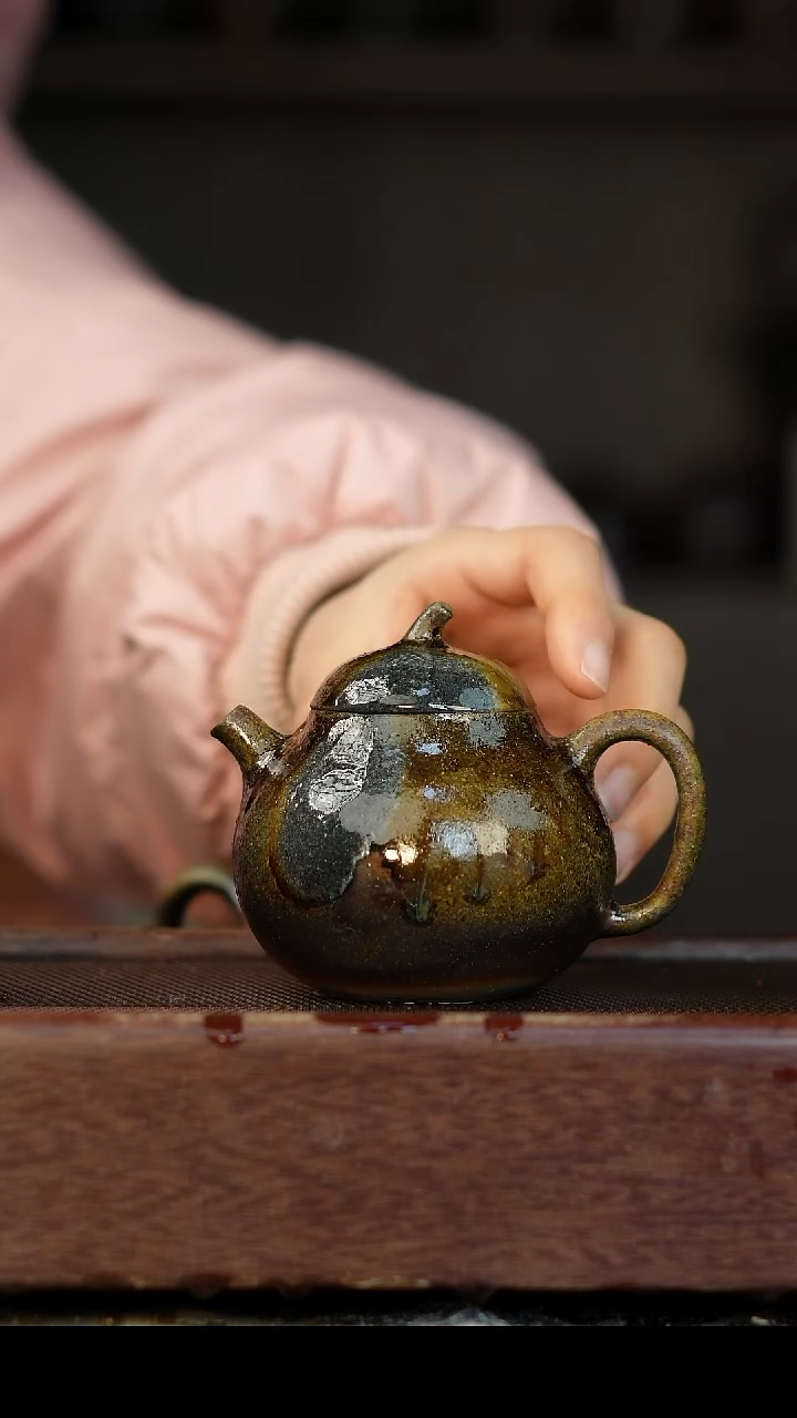 茶壶紫砂柴烧紫砂 天青茄瓜160cc