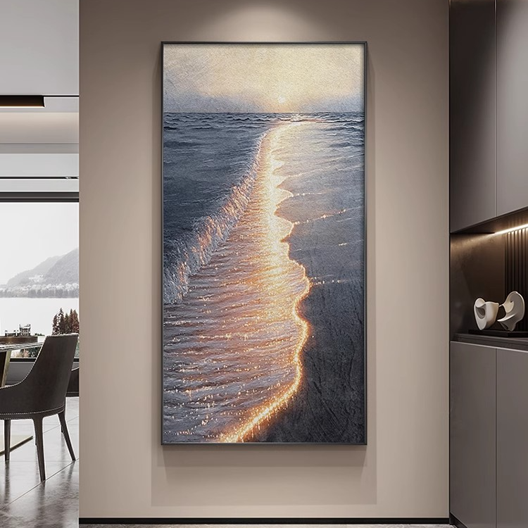 现代轻奢入户玄关装饰画高级感海浪高端挂画走廊过道海景墙壁画