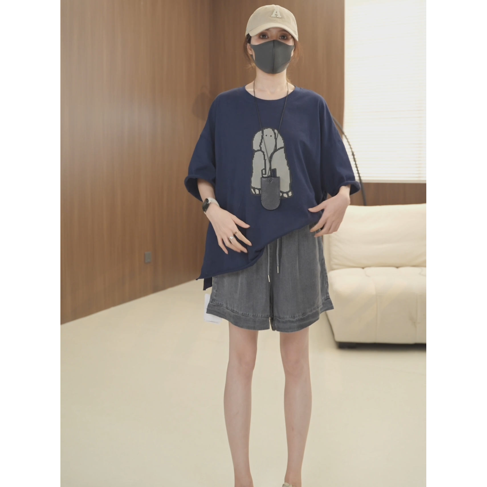 硕哥【短裤】冰凉感莱赛尔天丝休闲宽松短裤亲肤透气夏日必备 23209