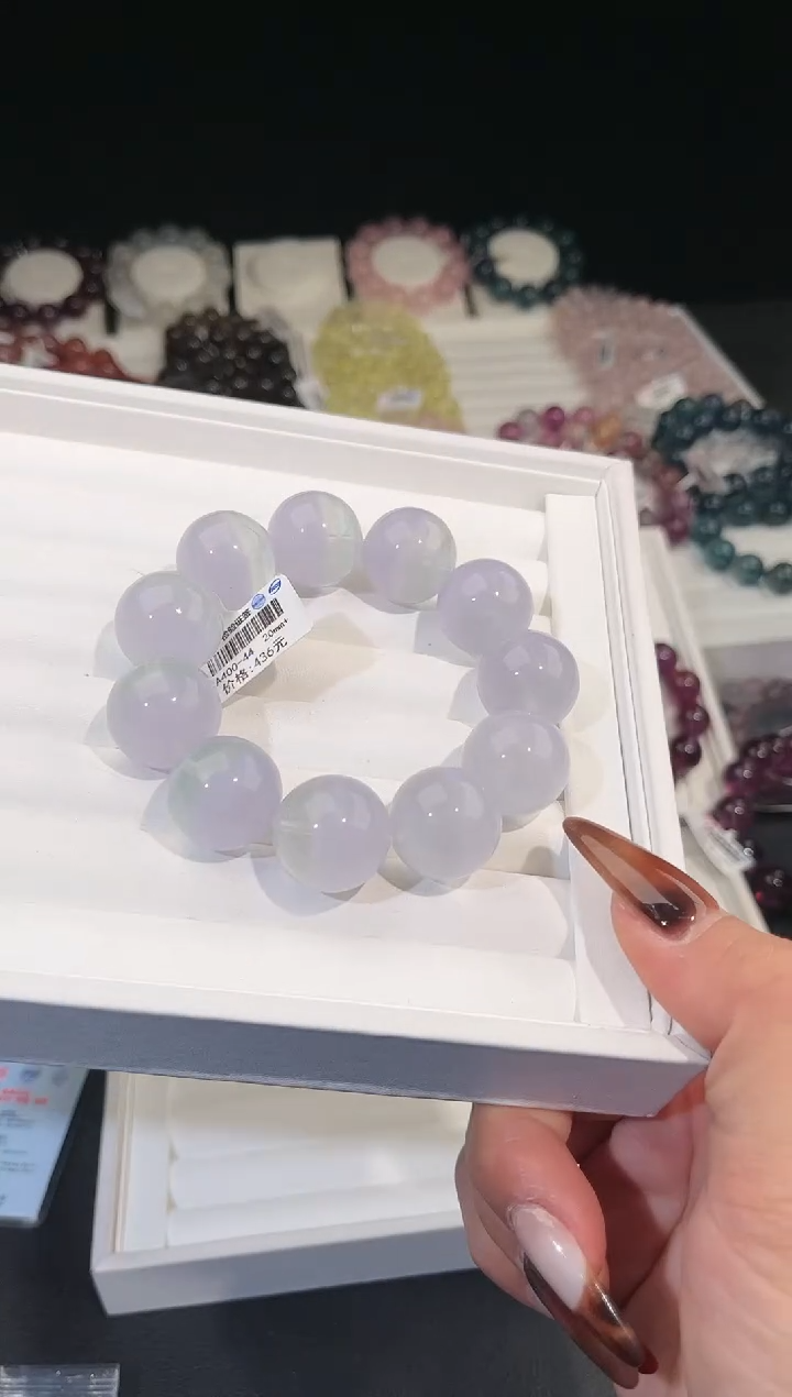 【闪购商品】萤石手链未镶嵌多样性发一奶紫20mm
