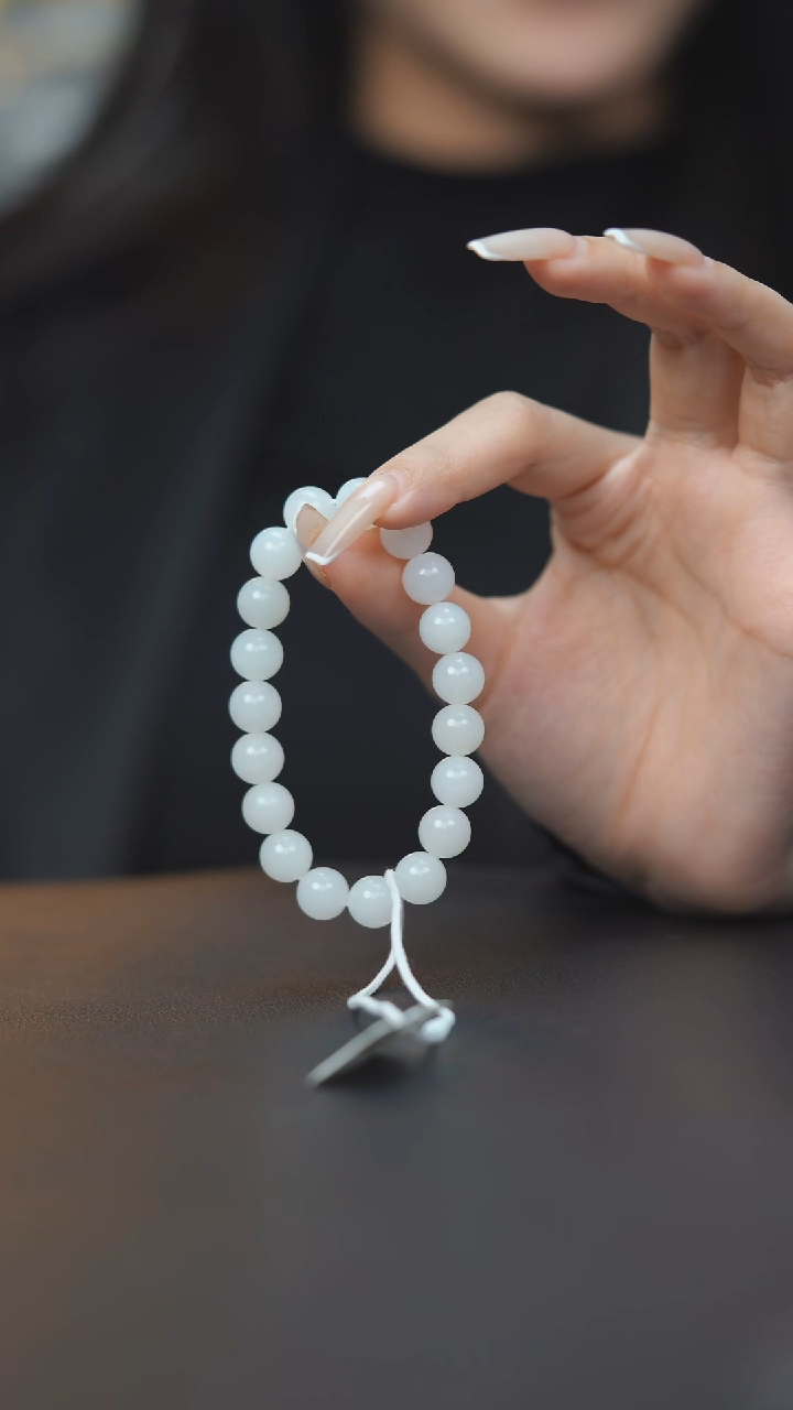 未镶嵌手链和田玉HA00105白玉圆珠手串