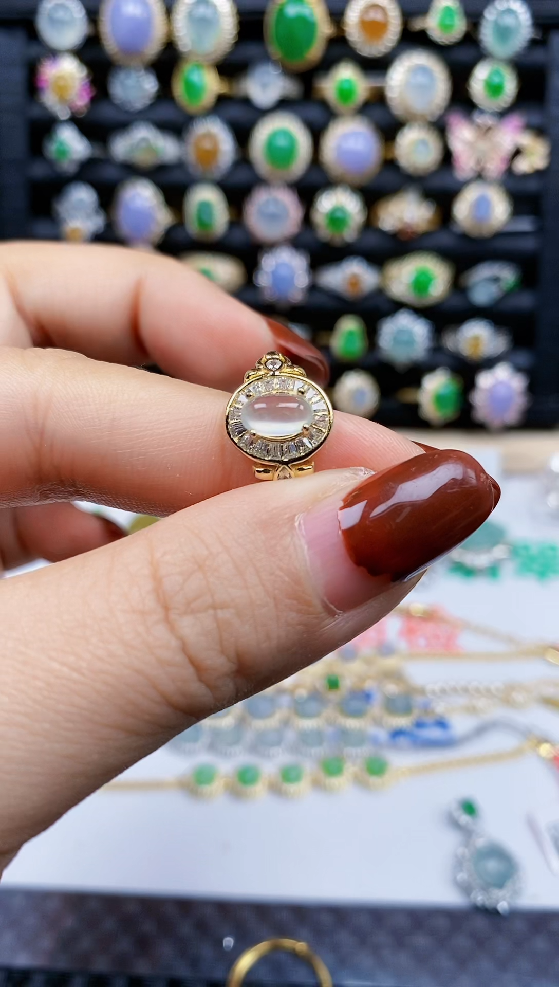 银S925镶嵌戒指翡翠340