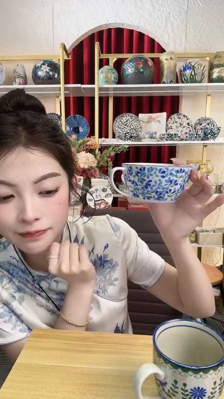 陶瓷小蓝芽早餐杯一个