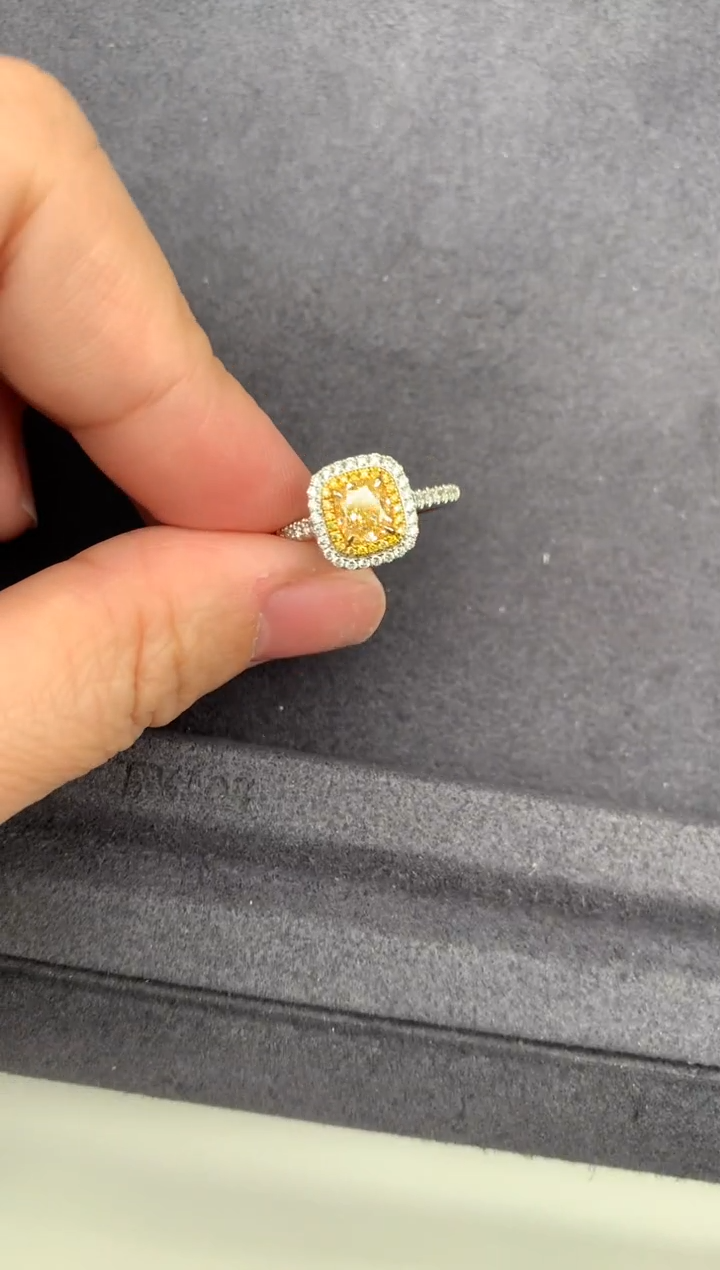 18K金镶嵌戒指/指环钻石1ct黄钻  GH  定制