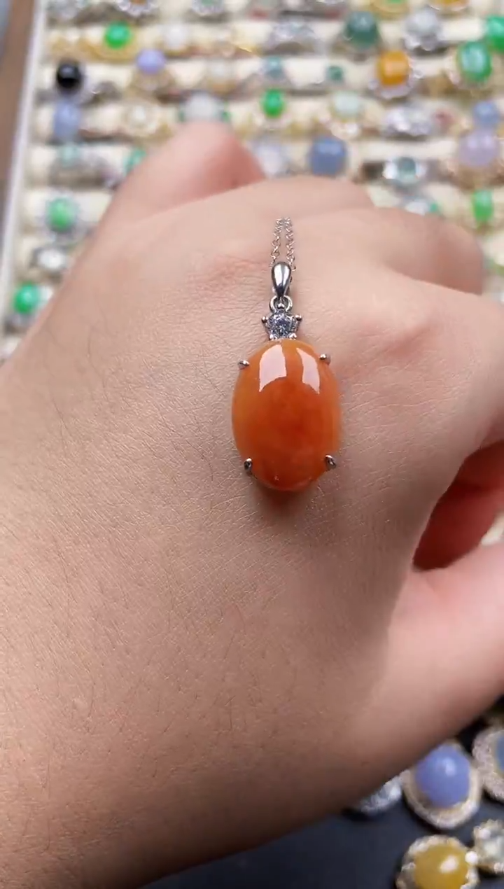 颈饰银S925镶嵌翡翠205