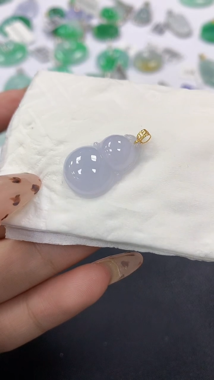 颈饰18K金镶嵌翡翠a货假一赔三支持复检百元上9元证书费自理1