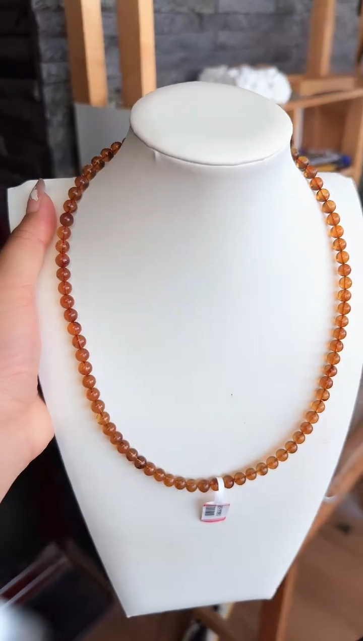 琥珀颈饰未镶嵌#18缅甸琥珀紫罗兰妈妈链6mm