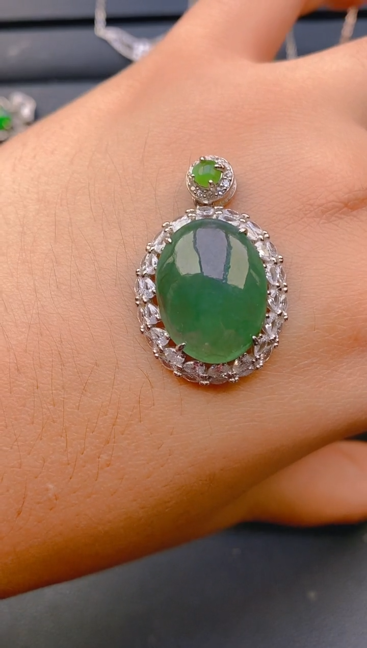 【闪购商品】翡翠戒指银S925镶嵌天然A货翡翠1