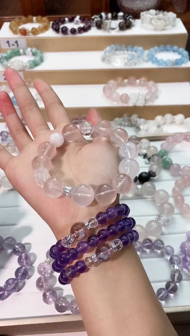 【闪购商品】水晶手串未镶嵌粉水搭雪花款