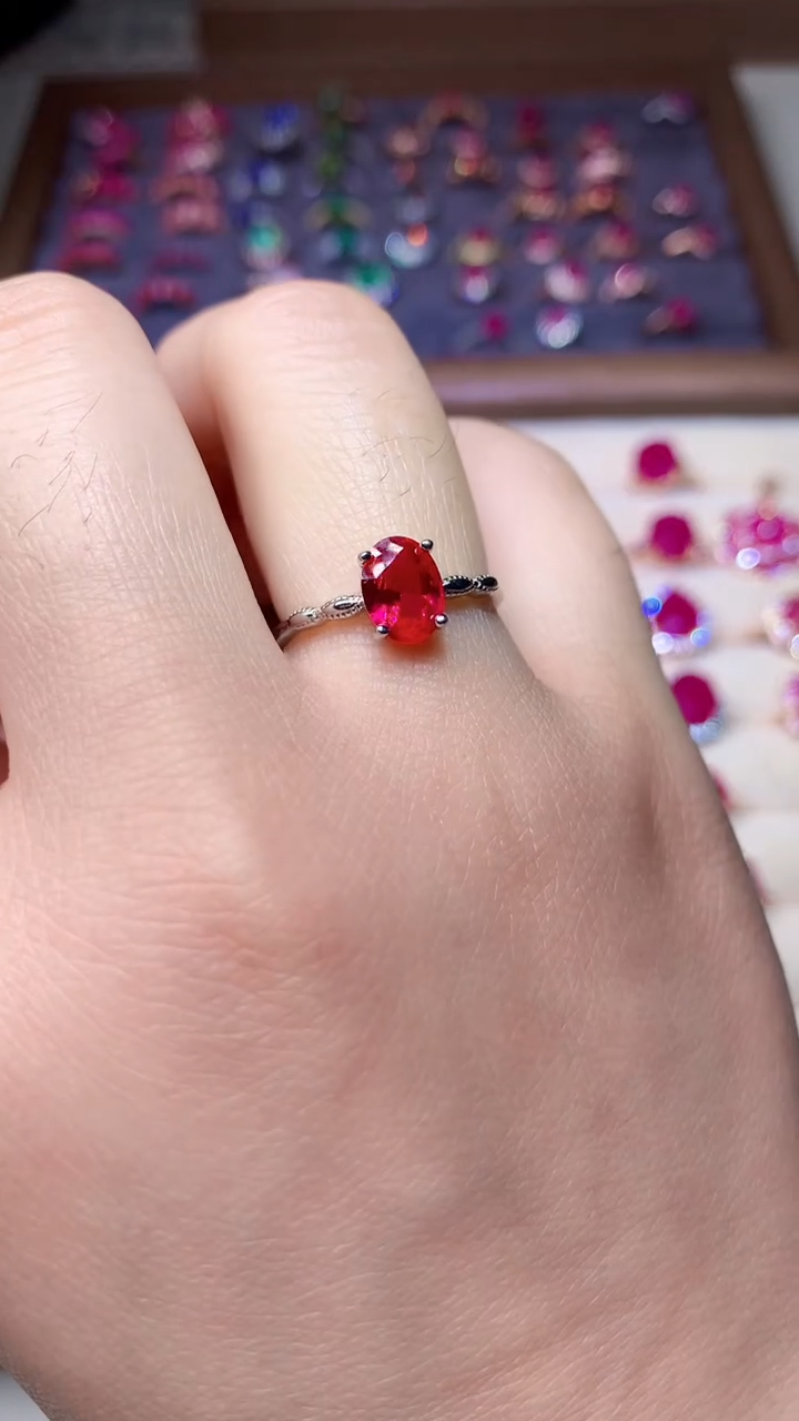 【闪购商品】红宝石戒指银S925镶嵌0000