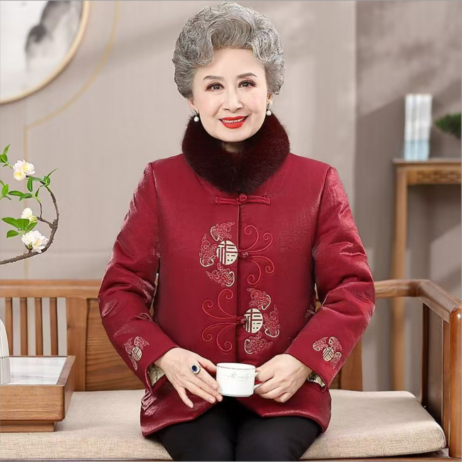 258-中老年女装冬装大衣加绒外套妈妈春夏小衫