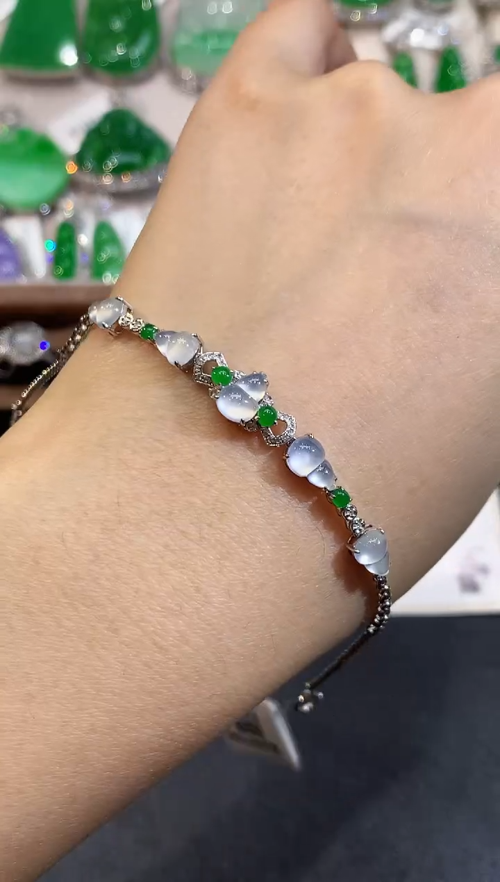 【闪购商品】18K金镶嵌翡翠手链CJ6555