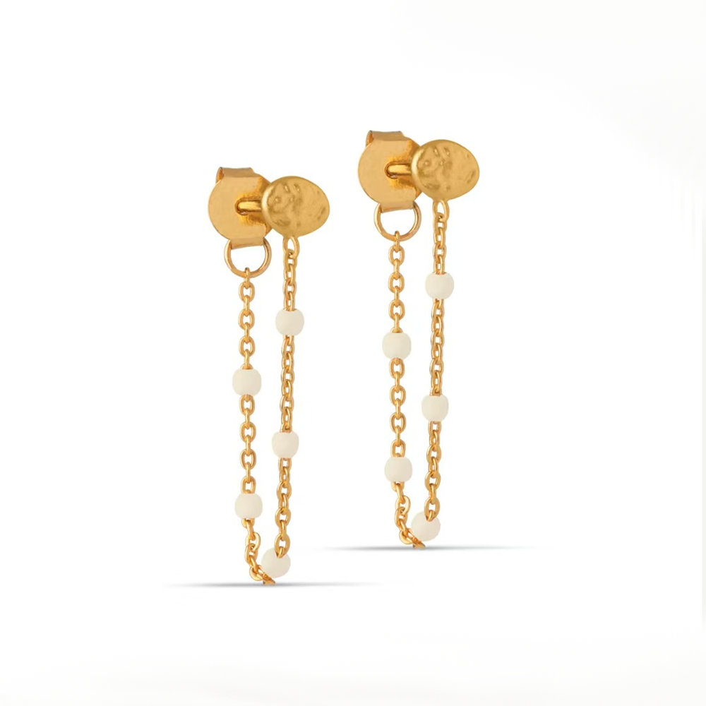 合金耳饰 ENAMEL 女士珐琅串珠耳钉18k镀金 30*5mm 0032434039