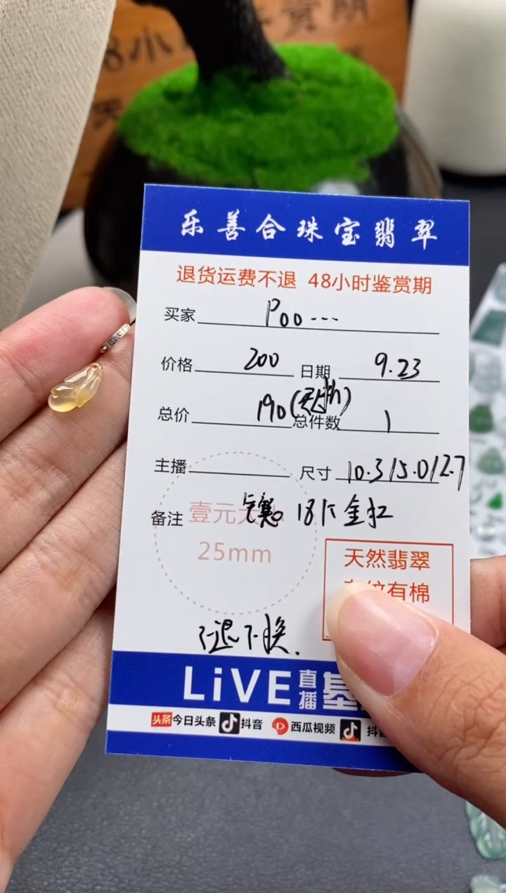 颈饰18K金镶嵌翡翠P****y翡翠冰种裸石