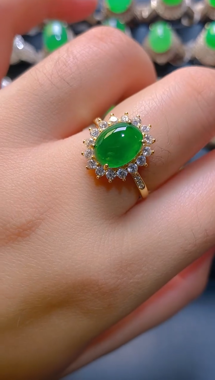 【闪购商品】翡翠耳饰银S925镶嵌天然A货翡翠1