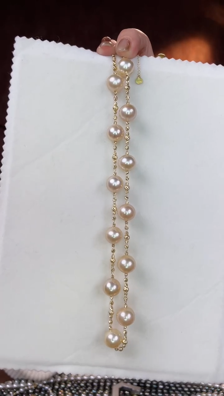 【闪购商品】海水珍珠项链18K金镶嵌干枯澳白11-13mm