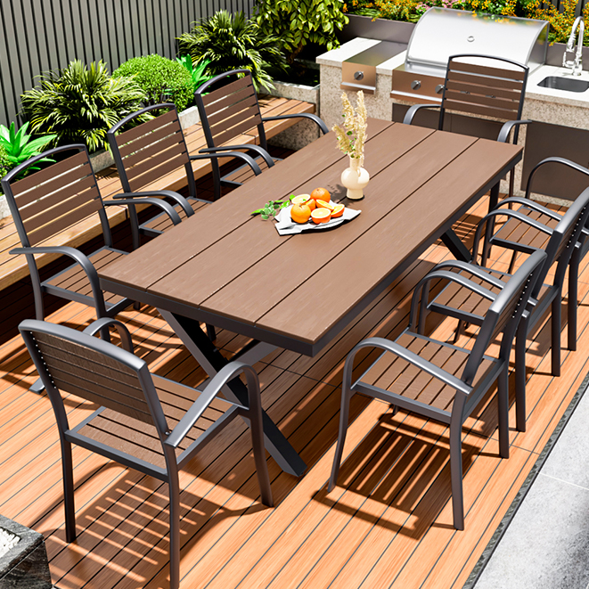 户外桌椅组合休闲防腐塑木桌椅套装别墅庭院花园咖啡厅外摆桌椅