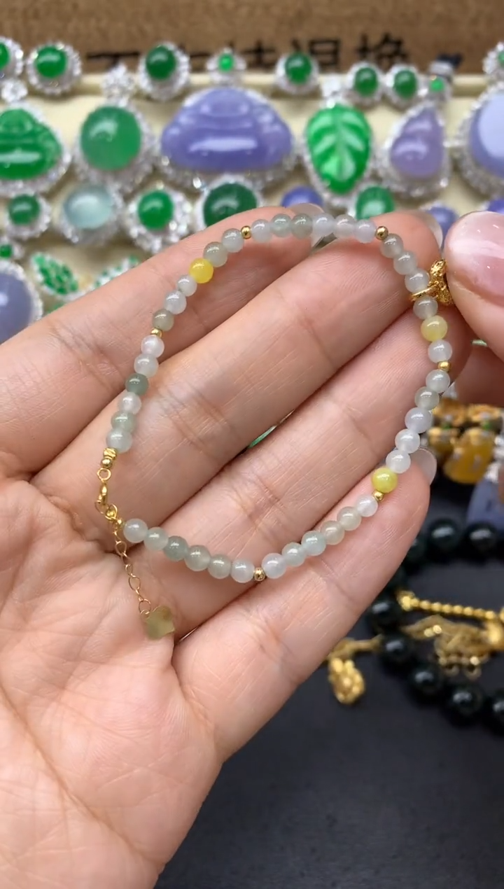 【闪购商品】翡翠手串18K金镶嵌162-中国好珍宝