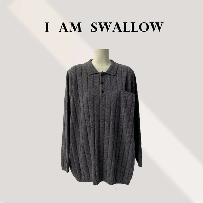 【A/M Swallow】25Ss新品oversize坑条羊绒毛衫25091