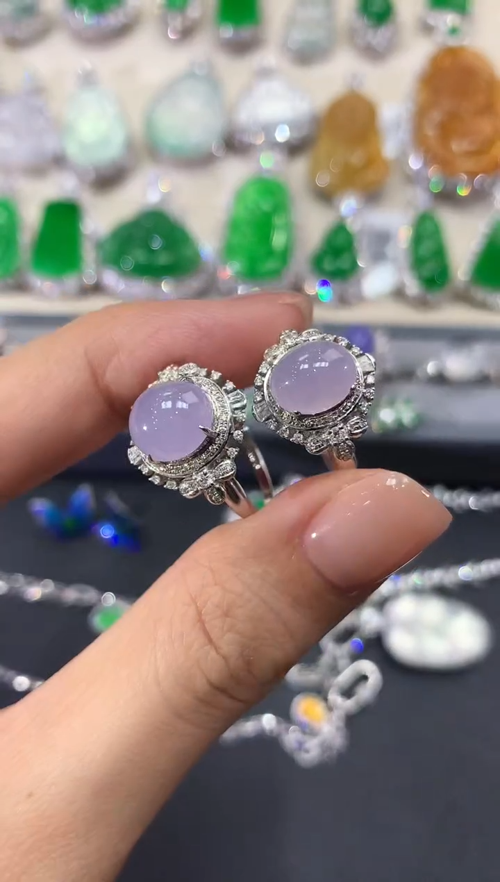 【闪购商品】翡翠18K金镶嵌戒指 w14多样性一件发紫货有色差