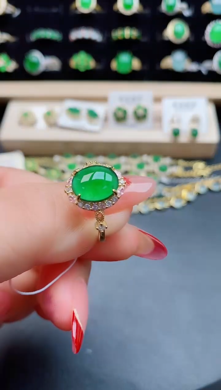 【闪购商品】翡翠戒指银S925镶嵌5080550