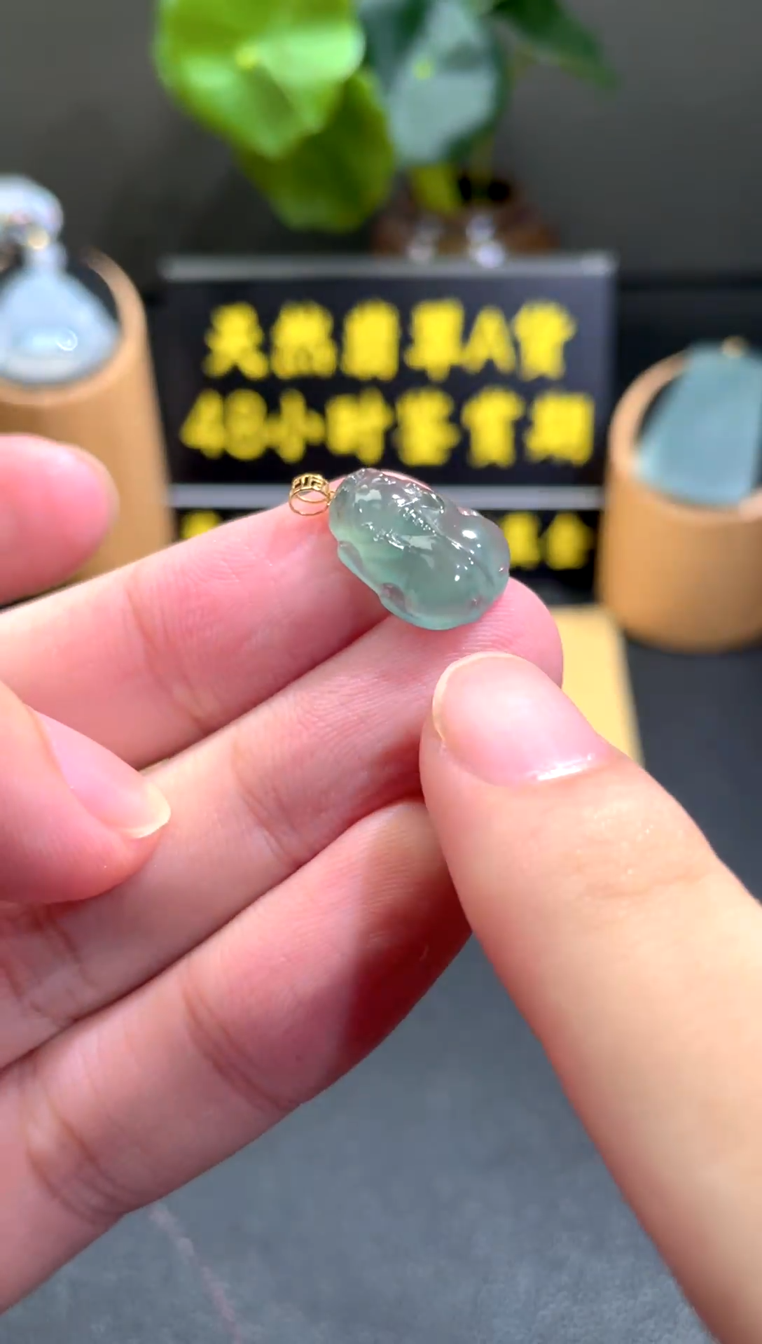 颈饰18K金镶嵌翡翠翡翠A货
