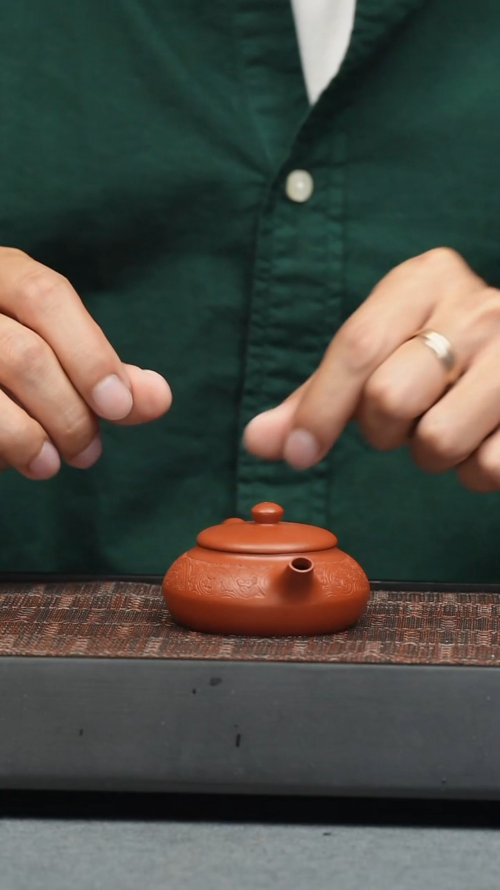 茶壶紫砂五堂 合欢-刻-朱泥